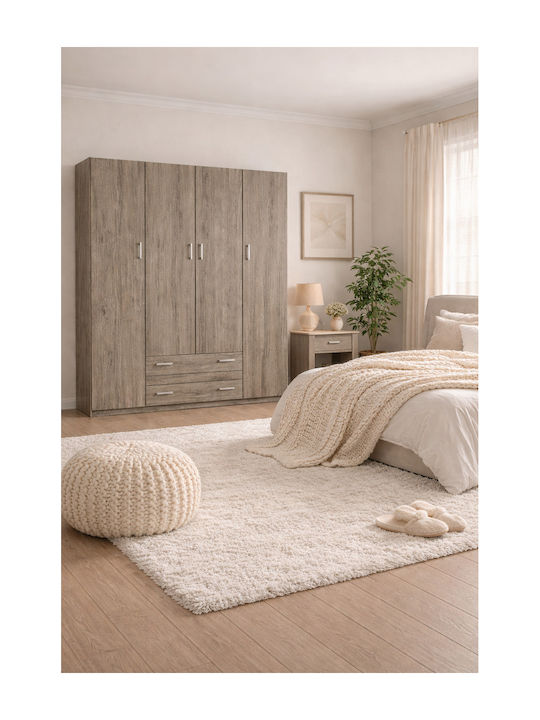 Four Door Wardrobe Ash Grey 200x60x180cm