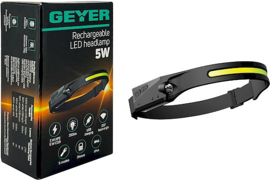 Geyer Επαναφορτιζόμενος Φακός Κεφαλής LED IP44