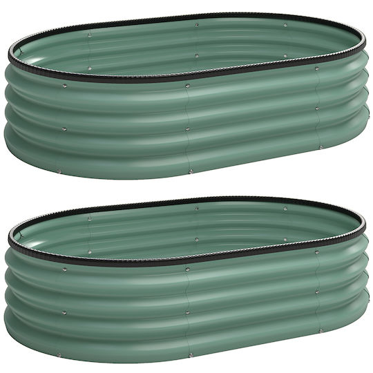 Outsunny Flower Bed Garden Fence Metal 135x90x30cm Green