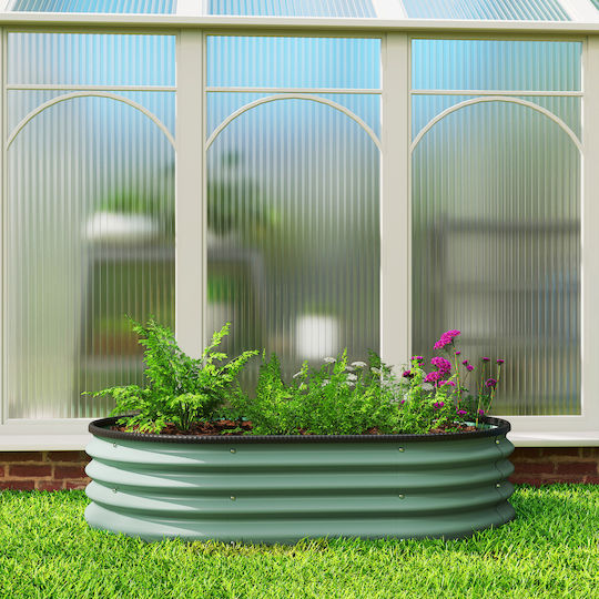 Outsunny Flower Bed Garden Fence Metal 135x90x30cm Green