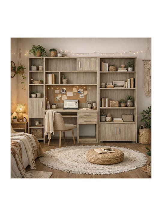 Kinder Schreibtisch mit Bibliothek aus Melamin Braune 215x55x180cm