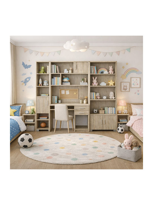 Kinder Schreibtisch mit Bibliothek aus Melamin Braune 215x55x180cm