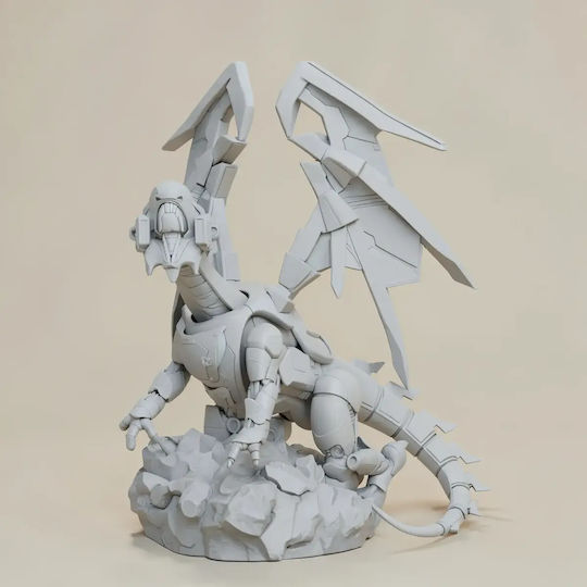 Небоядисана 3D Фигура Mecha Blue Eyes White Dragon Готова За Боядисване DIY Подарък Цветове 30 См 1:6