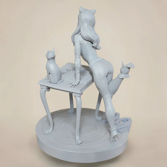 Unpainted 3D Figure Catwoman Standing By Table 3D Painting DIY Gift Colors 20 Cm 1:8
