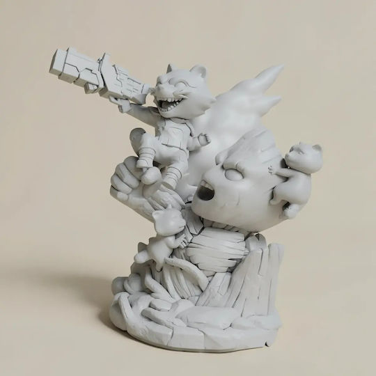 Unpainted 3D Chibi Figure Rocket Groot Guardians Galaxy Painting DIY Gift Colors 15.2 Cm 1:12