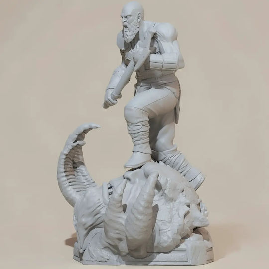 Sammlbare Figur 3d Kratos On Fire Troll Kopf Gott des Krieges Bemalt Diy Geschenk Farben 30 Cm 1:6