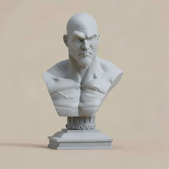 Άβαφη 3D Фигура Kratos Богът на войната Бюст 3D Модел Скулптура Боядисване DIY Подарък Цветове 15,2 см 1:12
