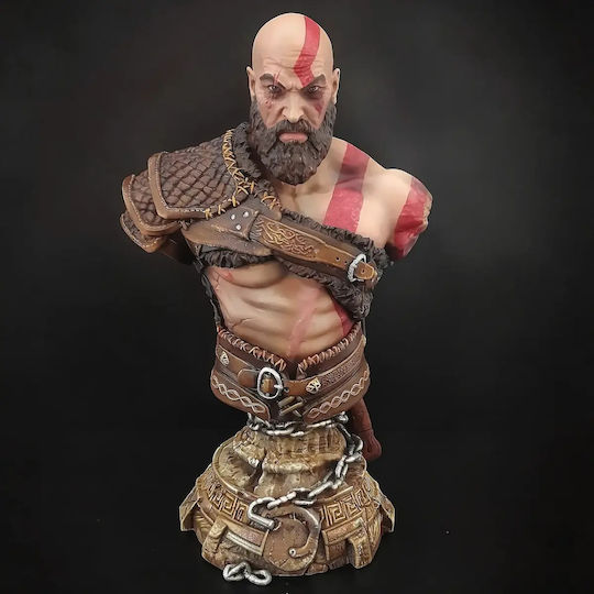 Небоядисана 3D Фигура Old Kratos Bust 3D Боядисване DIY Подарък Цветове 15,2 см 1:12