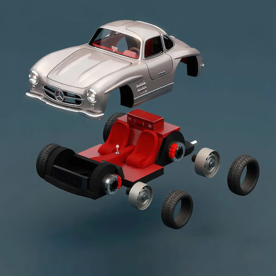 Unpainted 3D Figure Model Kit Car Mercedes 300SL Painting DIY Gift Colors 20 cm 1:8