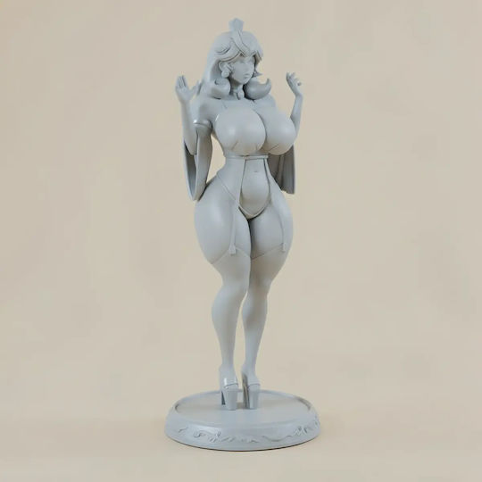 Unpainted 3D Figure Princess Peach Thicc Version 3D Printing Model Super Mario Painting DIY Gift Colors 15.2 Cm 1:12