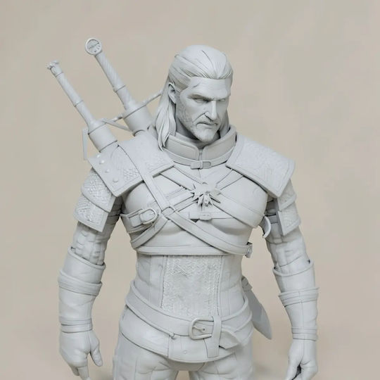 Figurină 3D Nevopsită Geralt Rivia Witcher 3 Poziție Cu Bază 3D Vopsire Diy Cadou Culori 20 Cm 1:8