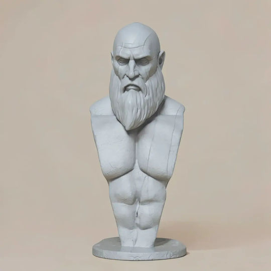 Άβαφη 3d Φιγούρα Basic Kratos Bust Βάψιμο Diy Δώρο Χρώματα 20 Cm 1:8