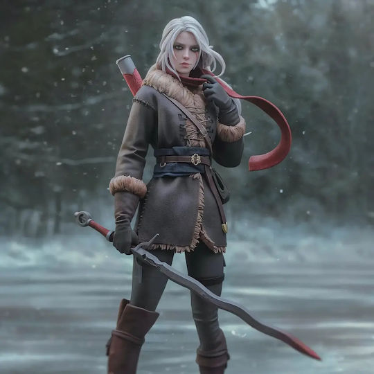 Unbemalte 3D Figur Ciri Witcher Winter Bemalung Diy Geschenk Farben 15,2 Cm 1:12