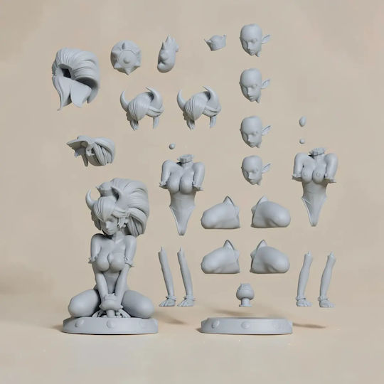 Unpainted 3D Figure Bowsette Bad Mushrooms 3D Printing Figurine Super Mario Painting DIY Gift Colors 30 Cm 1:6