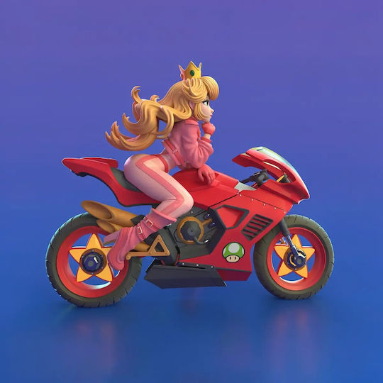 Unpainted 3D Figure Princess Peach On Motor Super Mario 3D Printing Figurine Painting DIY Gift Colors 30 Cm 1:6