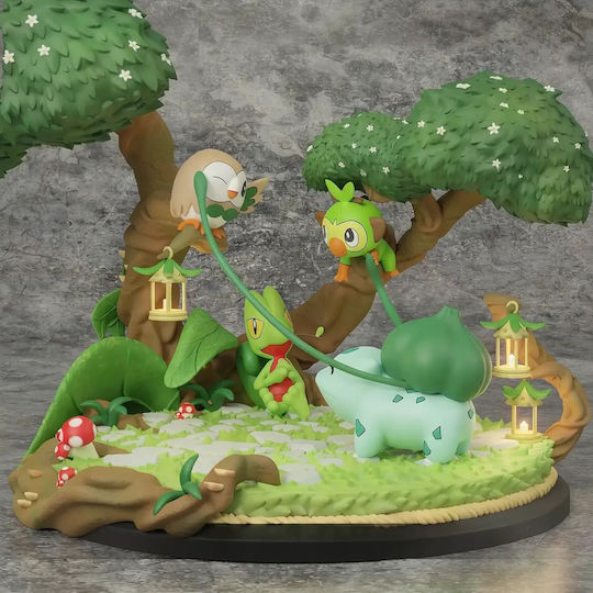 Небоядисана 3D Фигура Bulbasaur Treecko Rowlet Grookey 3D Печатна Фигурка Pokemon Боядисване DIY Подарък Цветове 15,2 См 1:12