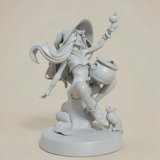 Unpainted 3D Figure Witch Halloween Painting DIY Gift Colors 20 Cm 1:8