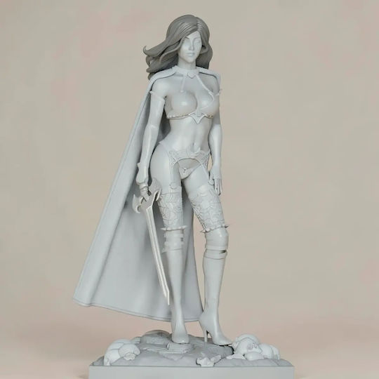 Άβαφη 3D Фигура Хелоуин Lady Death Sword Scythe Боядисване DIY Подарък Цветове 20 см 1:8
