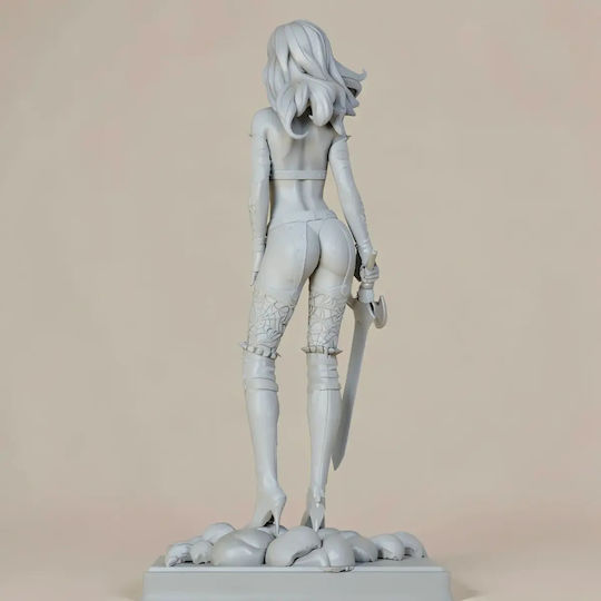Άβαφη 3D Фигура Хелоуин Lady Death Sword Scythe Боядисване DIY Подарък Цветове 20 см 1:8