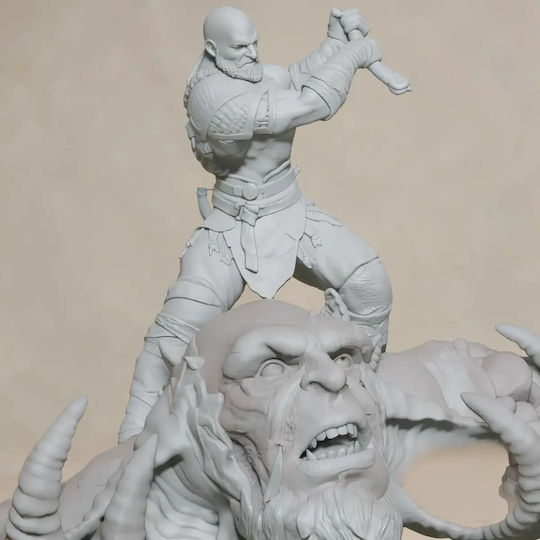 Άβαφη 3d Φιγούρα Kratos Vs Troll Βάψιμο Diy Δώρο Χρώματα 20 Cm 1:8
