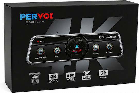 PerVoi Q8 Σετ Καθρέπτης με Κάμερα DVR Αυτοκινήτου 4K με Οθόνη 10" Wi-Fi, GPS & Κάμερα Οπισθοπορείας