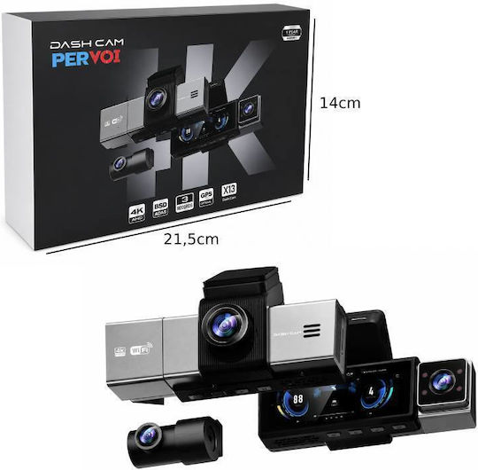 PerVoi X13 Car DVR Camera Set 4K with 3.2" Screen Wi-Fi GPS & Rear Camera