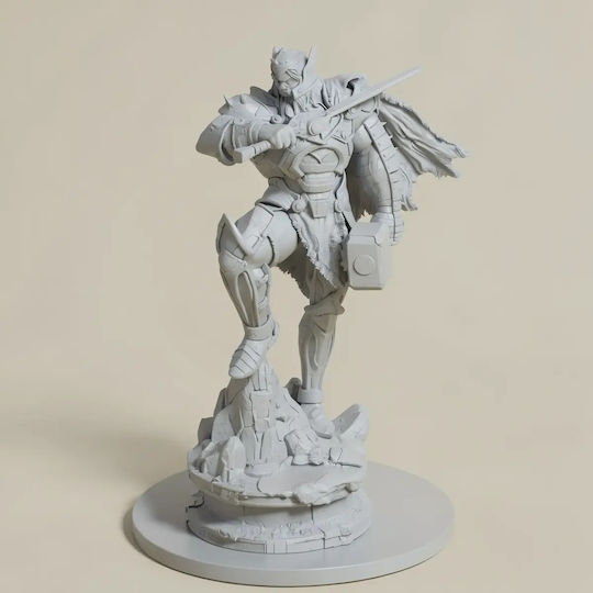 Unpainted 3D Figure King Thor On Rock Base Painting Diy Gift Colors 15.2 Cm 1:12