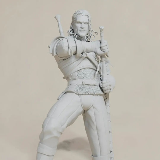 iLovePrints Sammelbare Figuren Άβαφη 3d Art der Figur Geralt Schwert Basis Pose Diy Geschenk Farben 30 Cm 1:6