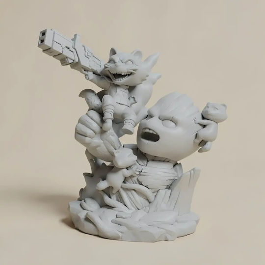 Unpainted 3D Chibi Figure Rocket Groot Guardians Galaxy Painting Diy Gift Colors 30 Cm 1:6