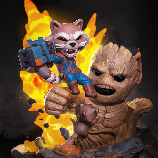 Unpainted 3D Chibi Figure Rocket Groot Guardians Galaxy Painting Diy Gift Colors 30 Cm 1:6