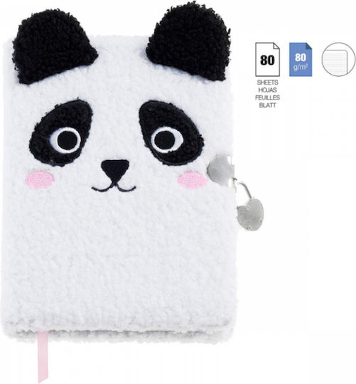 Miquelrius Fluffy My Secrets Notebook 80 Sheets Ruled with Lock Panda
