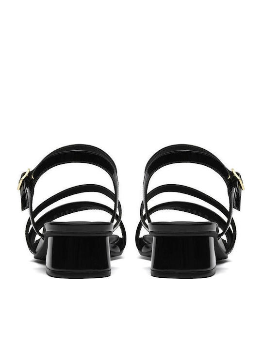 Serina35 Strap Sandals in Black Patent Leather