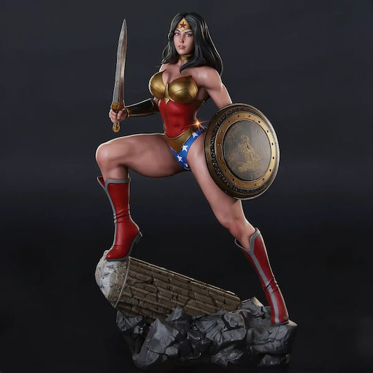 Unpainted 3D Figur Wonder Woman Shield Sword 3D Painting Diy Geschenk Farben 15,2 Cm 1:12