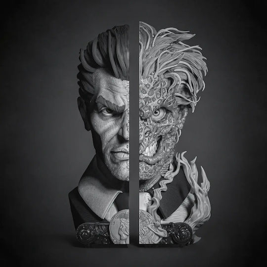 Άβαφη 3D Sammelbare Figur Two Face Book Holder Files Basis Diy Δώρο Χρώματα 15,2 Cm 1:12