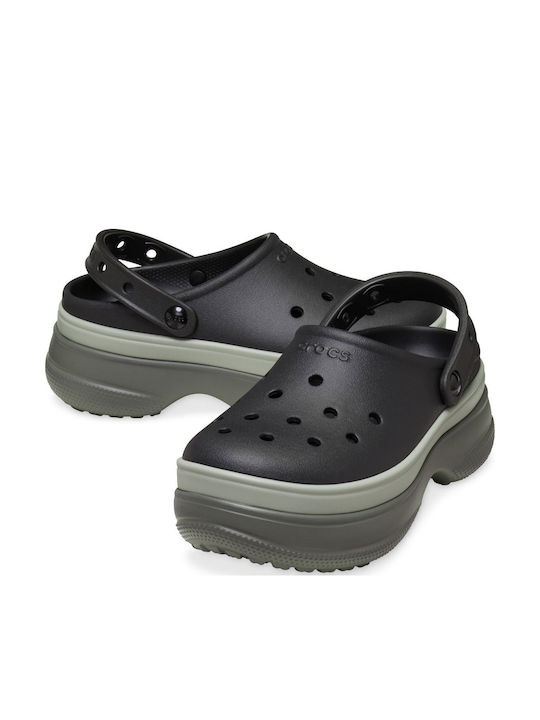 Crocs Classic Stacked Γυναικεία Σαμπό Μαύρα