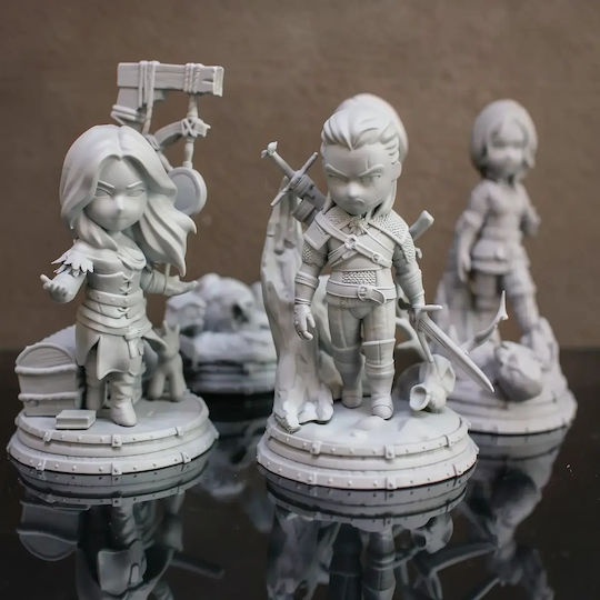 Unbemalte 3d Figur Witcher Chibi Set 4 Modelle Bemalen Diy Geschenk Farben 15,2 Cm 1:12