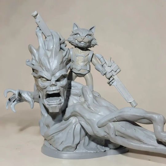 Άβαφη 3d Φιγούρα Rocket Vs Groot V2 Βάψιμο Diy Δώρο Χρώματα 30 Cm 1:6