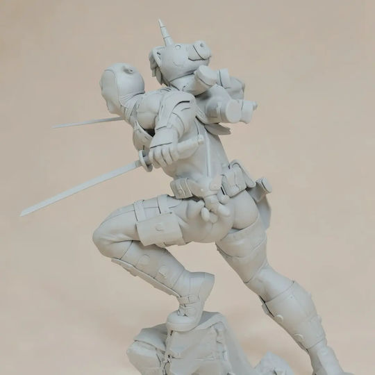 Unpainted 3D Figure Deadpool Posing Battle Digital Painting DIY Gift Colors 15.2 Cm 1:12
