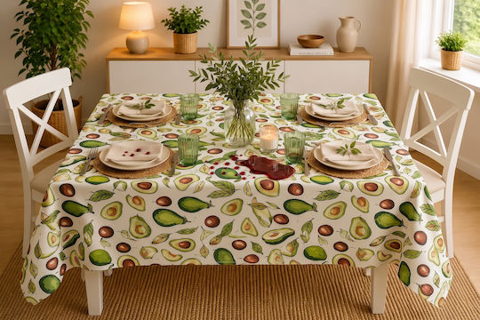 Σετ Τραπεζομάντηλο Αλέκιαστο Avocado 120x160εκ.