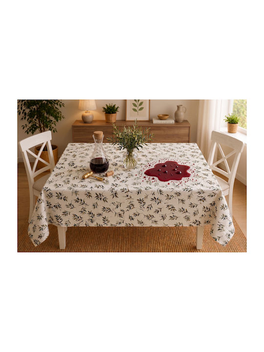 NufJoy Fleckabweisendes Tischtuch Set Loom Olive 140x180cm