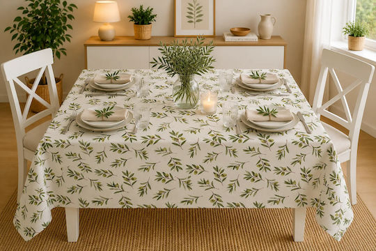 Față De Masă Cu Dantelă Rezistent La Pete Set Olive 140x180 Cm