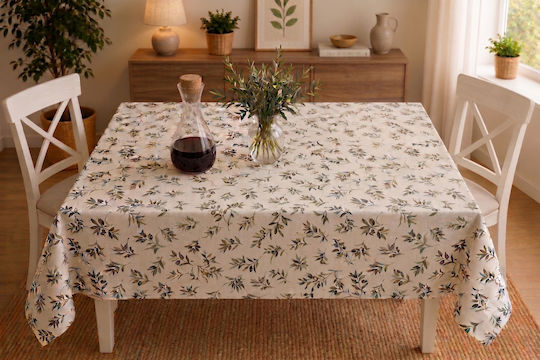 NufJoy Fleckabweisendes Tischtuch Set Loom Olive 120x160cm