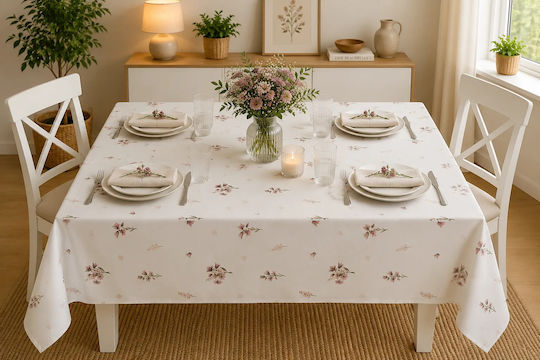 NufJoy Fleckabweisendes Tischtuch Set Draped 120x160cm