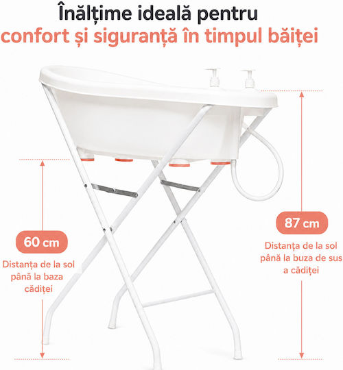 Kidizi Baie Pliabilă Pentru Bebeluși Cu Termometru Roz