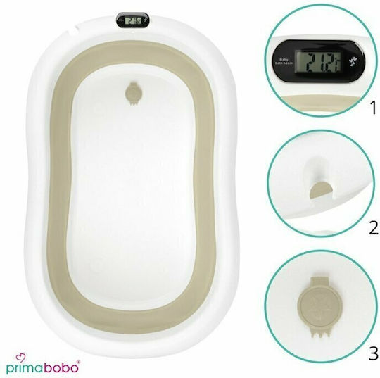 Primabobo Klappbare Baby-Badewanne mit Thermometer Beiges