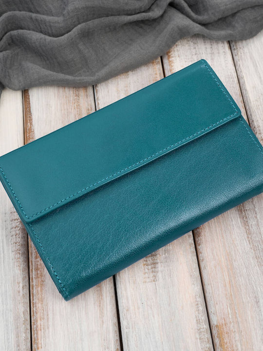 Large Leather Women's Wallet with RFID Green