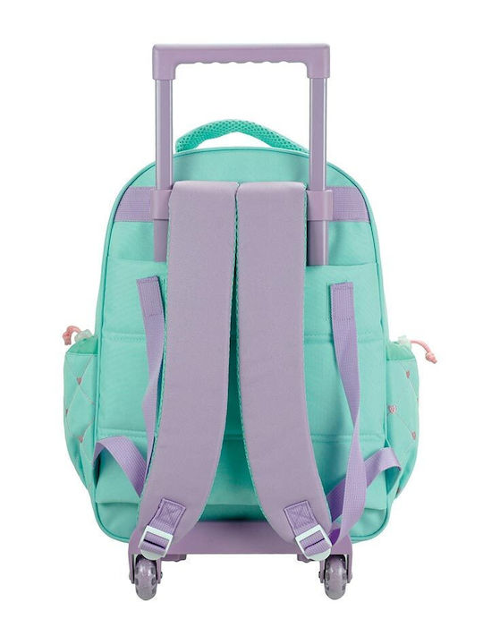 Back Me Up Pusheen The Cat School Trolley Bag For Elementary With Water Bottle Holder Turquoise