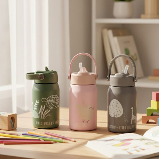 abo In A Fast World Be A Turtle Kids Water Bottle Stainless Steel 350ml
