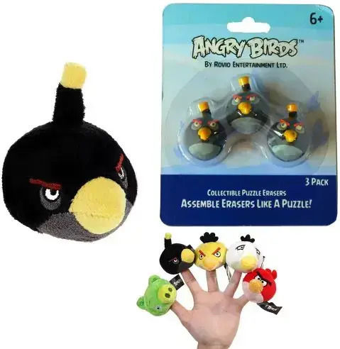 Păpuși degetar din pluș negre din cauciuc Constructor Angry Birds 90704+888015