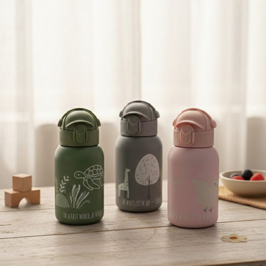 abo In A Fast World Be A Turtle Kids Water Bottle Thermos Stainless Steel 350ml